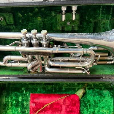 Frank Holton "New Proportion" Cornet — Serial #6646 — Chicago, c.1903–05 — Silver Plate — Collector-Player — Original Case, Extra Slides & Two Period Holton Mouthpieces image 1