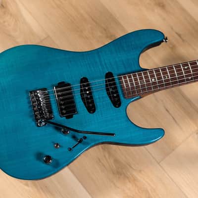 Ibanez MMN1 Martin Miller Signature Guitar w/ Case – Transparent Aqua Blue image 9