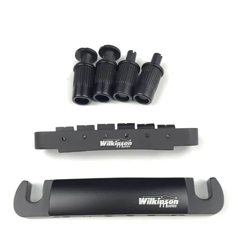 Wilkinson WOGT1 & WOGB2 Tune-O-Matic Bridge for LP Guitar (Bridge & Tailpiece) - Black (Fast Free US Shipping!) image 1