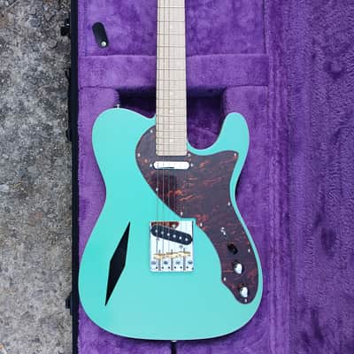 Custom Tele  Double binding Chamber body double binding surf green satin image 3