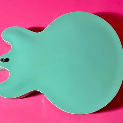 1998 Epiphone Riviera rare color Turquoise frequensator tailpiece image 12