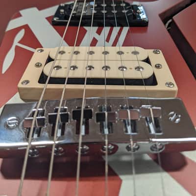 EVH Striped Series Shark 2020's Burgundy w/ Silver Stripes image 5