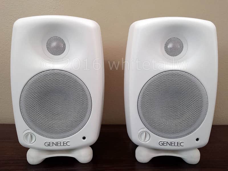 Pair Genelec 8020B White Active Powered Studio Monitors Speakers 8020C 8020A Monitor Free Shipping image 1