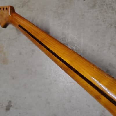 Flame Roasted Maple Strat Neck fits fender Stratocaster body 22 frets Modern image 9