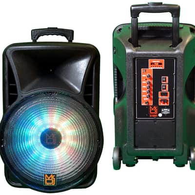 Pair of MR DJ DJ15BAT+ 15" Portable Bluetooth Speaker + Speaker Stand image 5