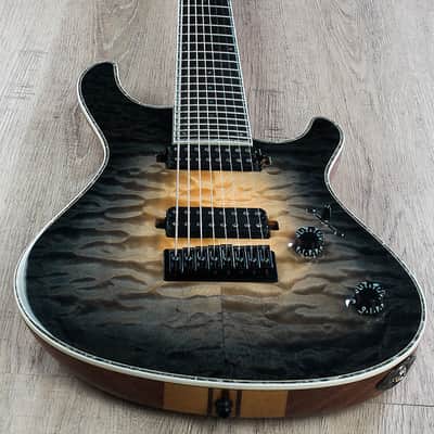 Mayones Regius 8 8-String Baritone Scale Electric Guitar Quilted Maple Top Trans Negative Fade Burst image 6