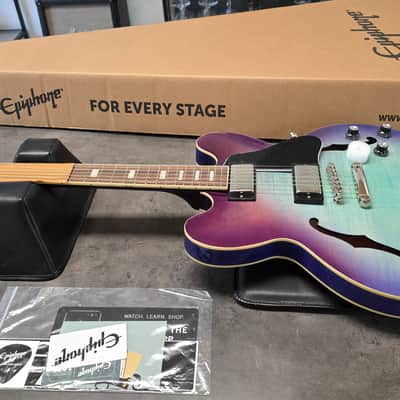 Epiphone ES-335 Blueberry Burst BRAND NEW Figured Flame Top and Back Semi-Hollowbody Hollow Body Archtop 335 Electric Guitar image 6