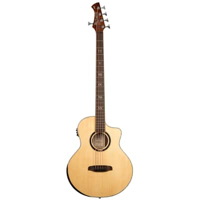 Ortega KTSM2-5 Signature Series Ken Taylor Solid Spruce Top Nato Neck Cutaway 5-String Acoustic-Electric Bass Guitar w/Gig Bag image 4