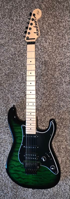 Jackson X Series Adrian Smith Signature  SDXQ  Transparent Green electric guitar, Floyd Rose image 1