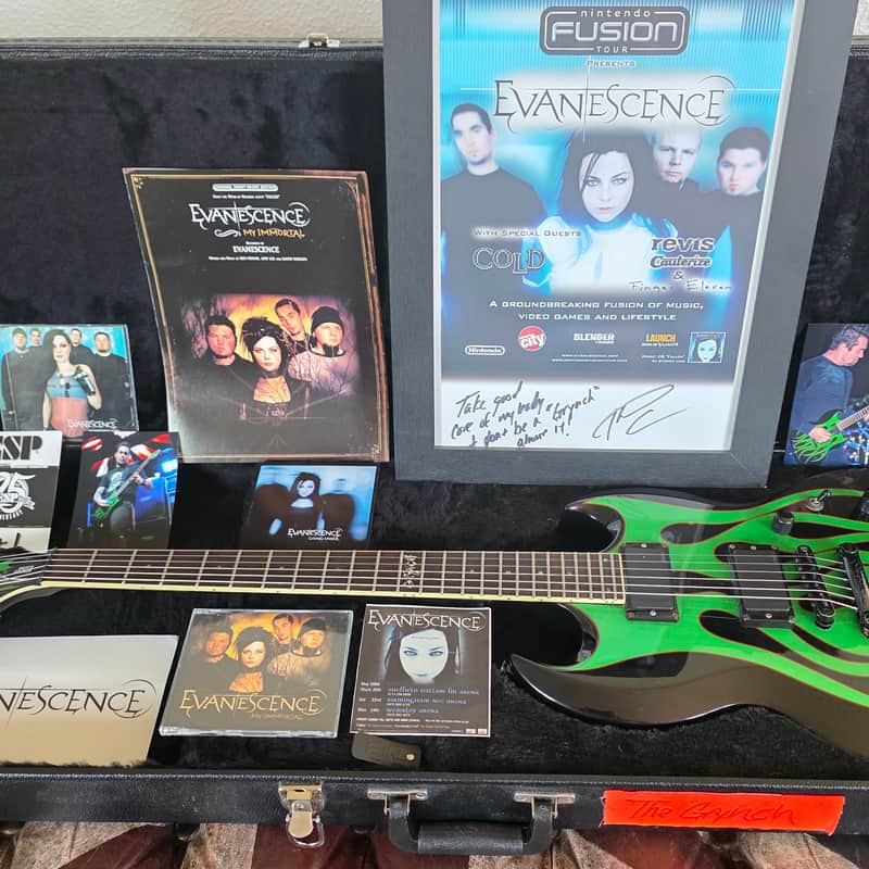 2003 ESP Grynch Black Green Hot Rod Flames Pinstripe