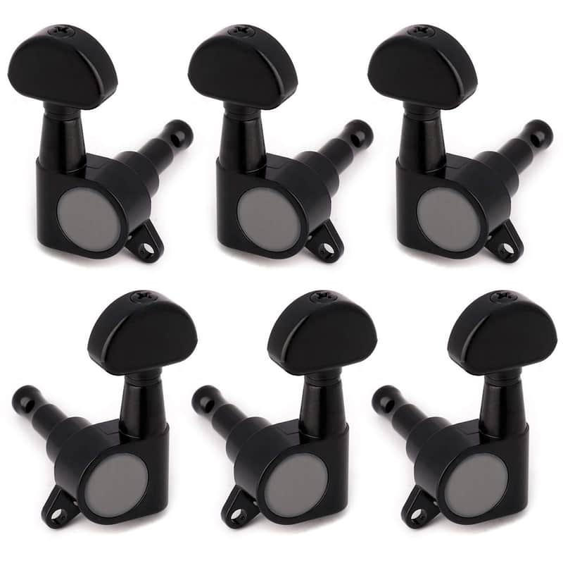 3R3L Sealed Guitar String Tuning Pegs Tuning Keys Machine Heads Tuners for Electric Guitar or Acoustic Guitar Half Round Black. image 1