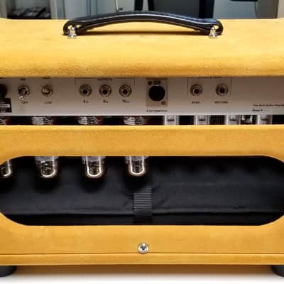 used Two Rock Classic Reverb Signature 6L6 100-Watt Amp Head in Buckskin Suede, Very Good Condition with Footswitch image 7