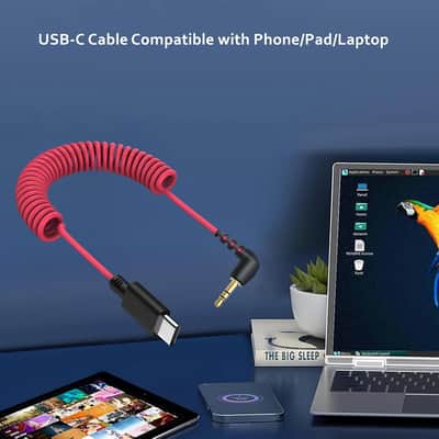 USB C to 3.5mm Microphone Cable for Rode Wireless Pro, Go 2, ME and Hollyland Lark M1 M2 150 Max Duo, Coiled Audio Patch Cable Mic Cord Compatible with iPhone 17 Pro Max 16e 15 Plus image 2