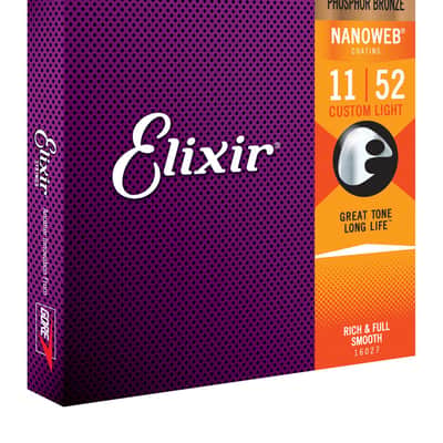 Elixir 16027 Nanoweb Phosphor Bronze Acoustic Guitar Strings - Custom Light (11-52) image 3