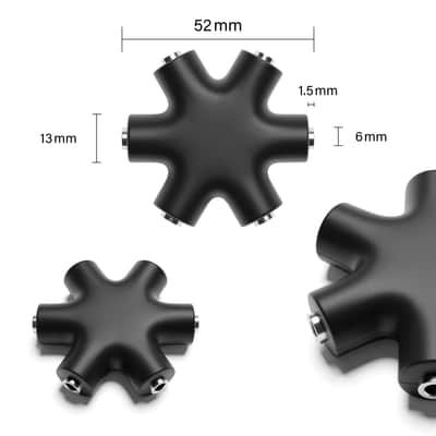 ExcelValley [Black] Mono Patch Cable Splitter Hub 6 Port 5 Way TS 3.5mm 1/8" Modular Synth Eurorack image 2