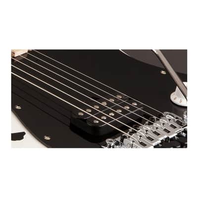EVH Striped Series Stratocaster Electric Guitar - White with Black Stripes image 7