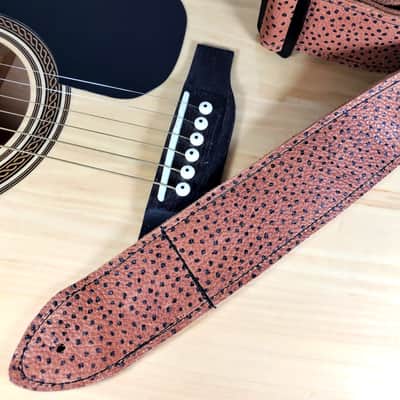 Brown Almond Dot Premium Leather Guitar Strap-Speckle Brown Leather Guitar Strap -100% Leather Guitar Strap-Acoustic, Electric Bass Guitars image 1