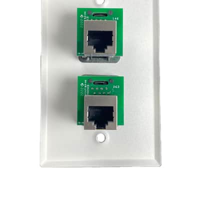 PROCRAFT SPL-2RJ45-WH 1 Gang White Wall Plate Loaded w/ 2) ProCraft RJ45 Feed/Pass Thru image 2