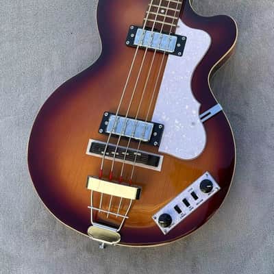 Electric Violin Bass Guitar – Semi-Hollowbody Flame Maple Back, Vintage Series image 6