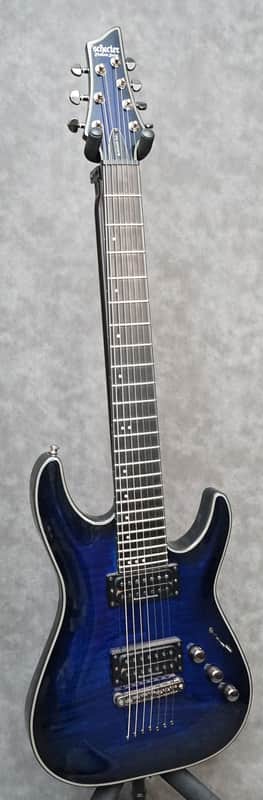 Schecter Blackjack C-7 7 String Electric Guitar Dark Blueburst Finish with Pro Setup image 1