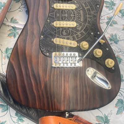 Custom Shou Sugi Ban Strat Partscaster - Fire Roasted Pine, Mayan/Aztec Pickguard image 1