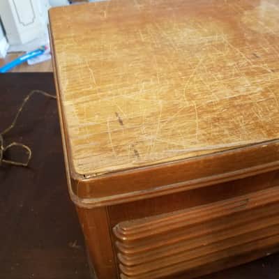 Silvertone 5731 Portable Record Cutting Lathe 78 RPM 6V6 Amp Recorder Radio PA 109.359 Bad Crystal mic 1940 - Stained Wood image 5
