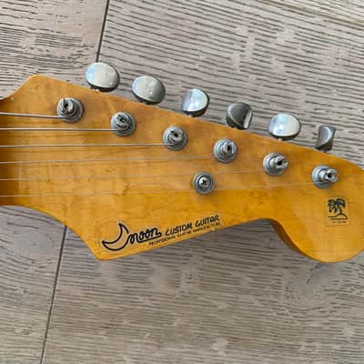 1980s PGM Moon Stratocaster Mahogany Custom Shop Dark Brown Sunburst Schecter USA Pickups Flamed Neck Japan Vintage image 6