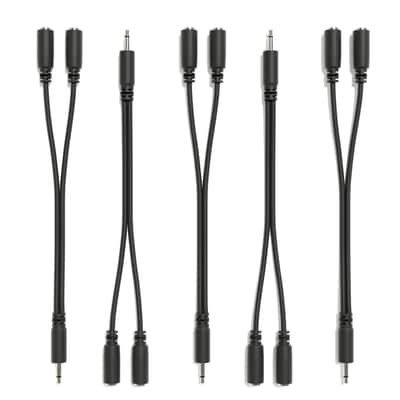 ExcelValley [Black] 5-Pack - Mono Splitter Y Patch Cables - TS 3.5mm 1/8" Eurorack Synth Synthesizer image 3