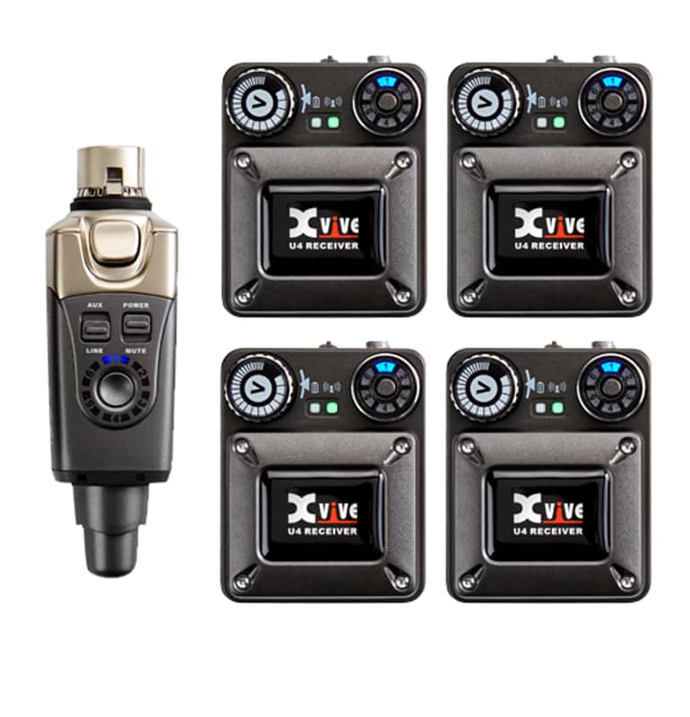 Xvive U4R4 Wireless In Ear Monitor System with 4 Receivers 2.4GHz for Live Performance image 1
