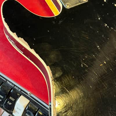 Custom Partscaster Double Bound Freakaster Telecaster Custom with Vintage Oklahoma License Plate Pickguard- Nitro Relic Aged Black image 10