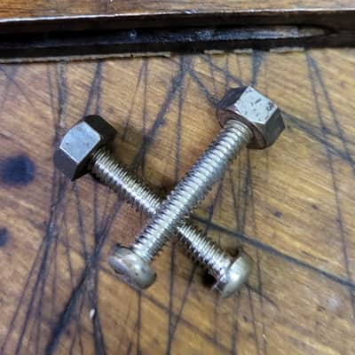 Vintage RARE 1966 Japan Checkmate Acoustic Guitar String Through Bridge Tailpiece Saddle with Original Installation Bolts Luthier Parts image 5