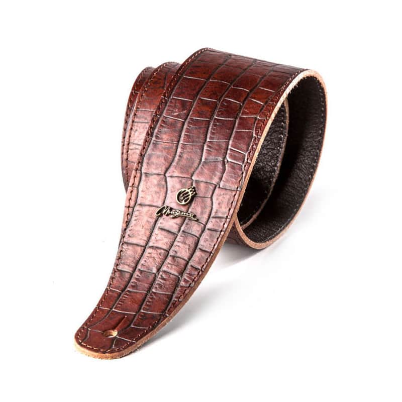 Magma Leathers 2.52" Delux Argentinean Leather Guitar Strap Iguana Brown (07ML02.) image 1