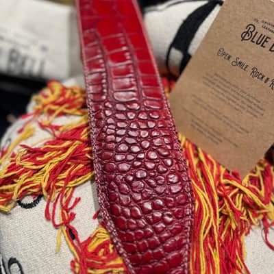 Blue Bell Straps Johnson Caiman “ ONE OF A KIND”  Custom Cherry Red Exclusive for Al’s Music Factory image 4