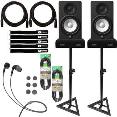 Yamaha HS5 5" Powered Studio Recording Monitor Speakers Pair w Stands TRS Cables image 1