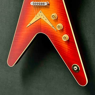 Dean - USA - ML - Patents Pending - Flame Top - Trans Cherry Sunburst - DiMarzio Super Distortion Pickups - Chrome Hardware - Brass V Plate - OHSC - Call for Best Price !!! image 4