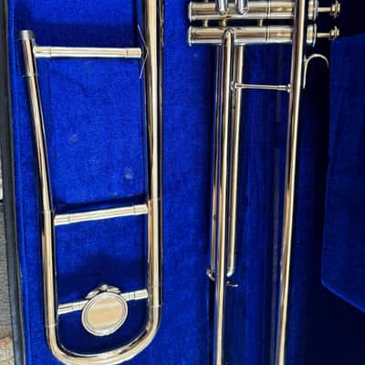 Silver Valve trombone, with case and mouthpiece image 3