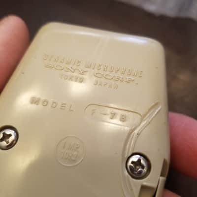 Sony F-7B 10 kOhm Dynamic Mic 1970s Cream and dark brown image 8
