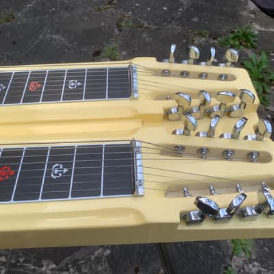 Canopus dual 8 double neck Console Lap steel guitar w case Cream white YSD8 image 8