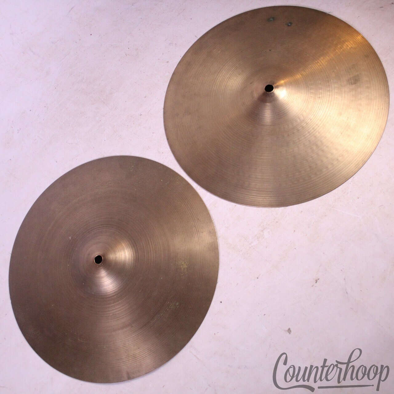 Zildjian 14" Hi-Hats 1178/1436g Medium Cymbals B20 Avedis A USA Vintage 60s Set — main photograph