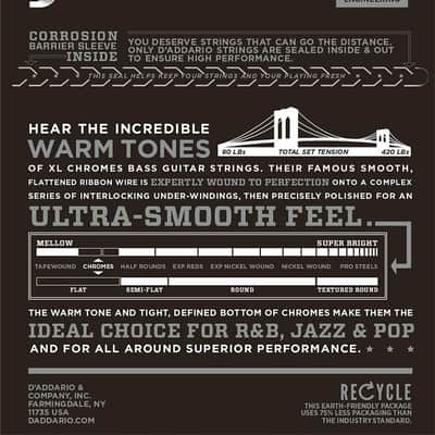 ECB80 Chromes Bass Light 40-95 Long Scale D'Addario image 2