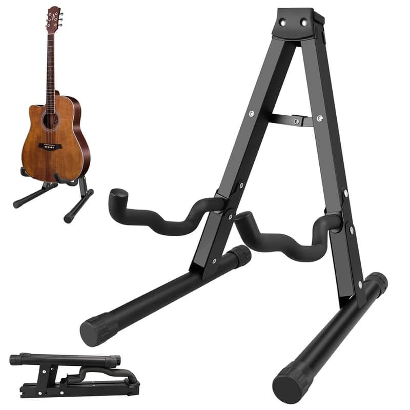New Guitar Stand A-Frame Folding Guitar Stand w/ Non-Slip Rubber and Foam Arms 2026 - new in box image 1