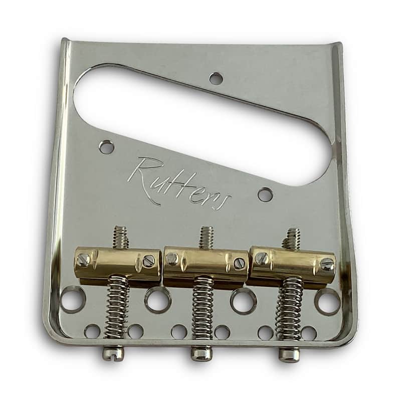 Rutters Nickel-Plated 464 Marine Brass Vintage Bridge Assembly for Telecaster, Trimmed Sides, Marine Brass Saddles image 1