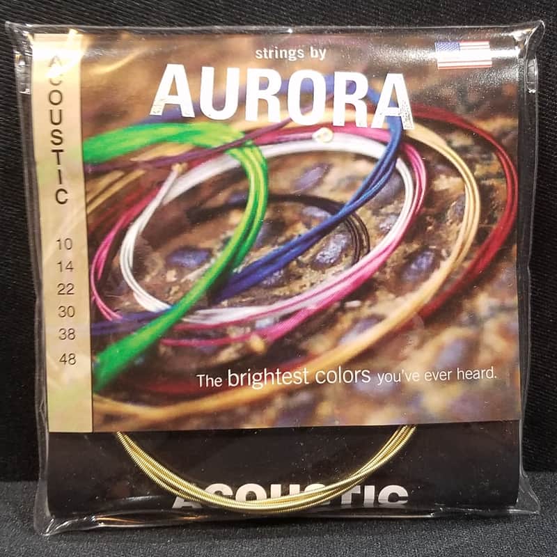 2 sets Aurora Premium Coated Acoustic Guitar Strings  Light 10-48 Gold image 1