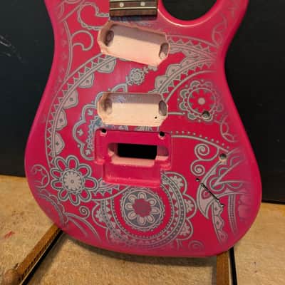 Hamer USA Diablo Electric Guitar Body Neck Project 1992 Pro Pink Paisley Metallic Refin image 2