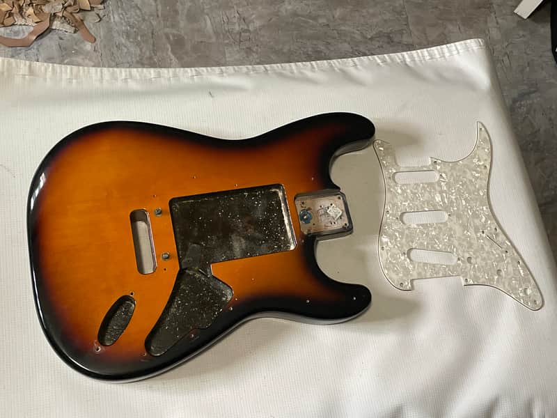 1996 USA Fender American Stratocaster 3TS 3 Tone Sunburst Guitar Body 2 Post Tremolo Ready image 1