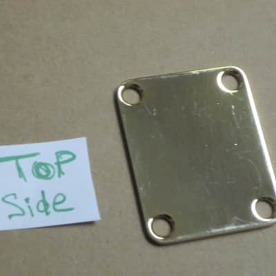 very lightly relic'd genuine Fender Gold Four Bolt Neck Plate (gold plated steel) +screws p/n 0991447200 (blank, NO Micro-Tilt Adjustment) from 2002-2003 SRV Artist Ser Strat (NO guitar) but can be used on dif year guitar / bass] Screws: # 8, 1&1/4" L image 19