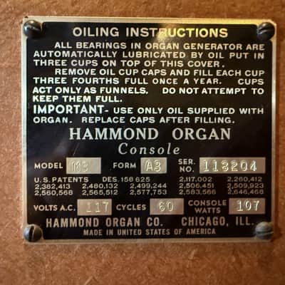 Hammond M3 Organ 1958 Blonde with External Speaker image 11