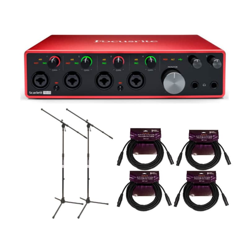 Focusrite Scarlett 18i8 3rd Gen 18x8 USB Audio Interface with Boom Stand (2-Pack) and XLR Cables (4-Pack) Bundle (7 Items) image 1