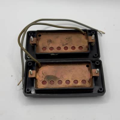 Teisco Humbucker Sized Single Coil Pickup Set ( Flat Poles ) MIJ Japan 1970s - Black image 4