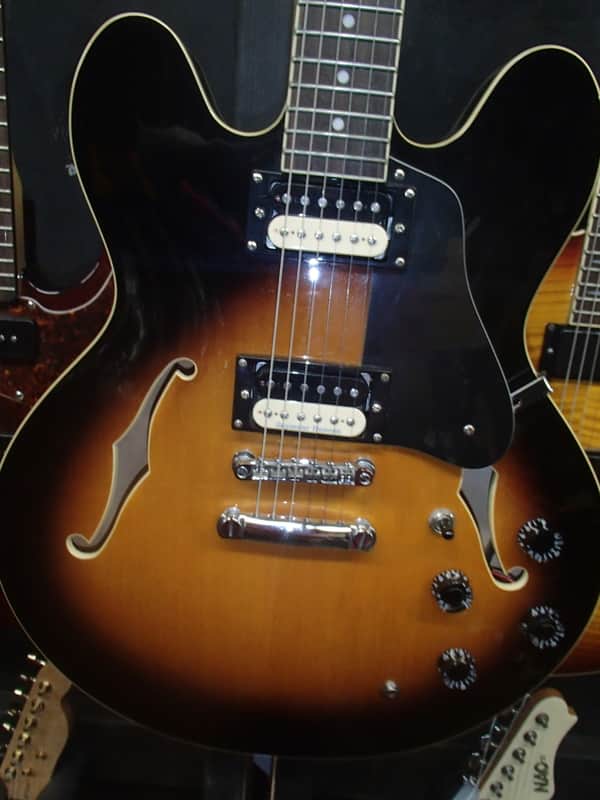 Hamer XT echotone burst semi-hollow guitar with hsc and seymour duncan pickups image 1